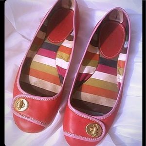 Coach red/pink leather ballerina flat